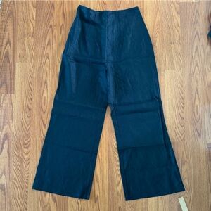 Reformation High-Waisted Black Linen Trousers